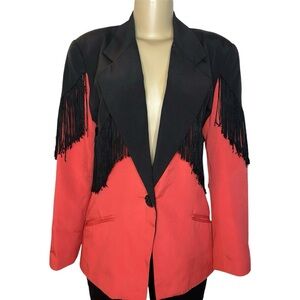 Vintage 80s Rafael Salmon Western Fringe Blazer